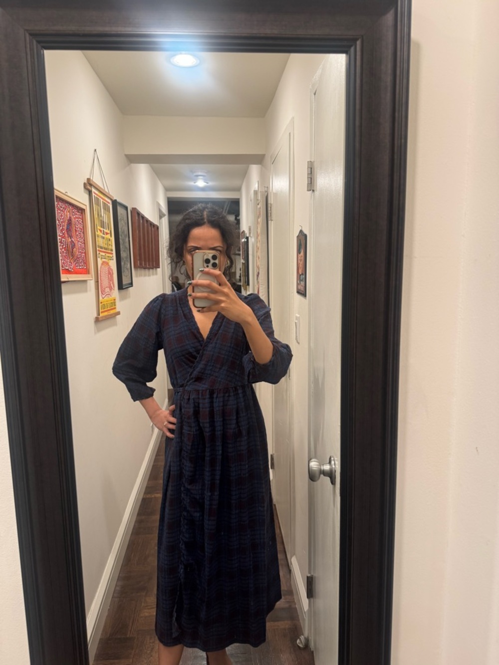 Hatch Blue and Brown Checkered Dress